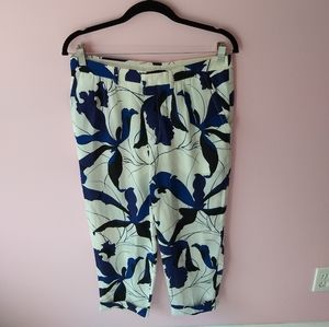 ♥️ vintage 100% silk blue white ankle silk pant